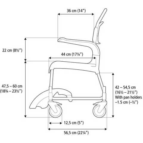 Etac Clean Höjdreglerbar duschstol/toalettstol på hjul